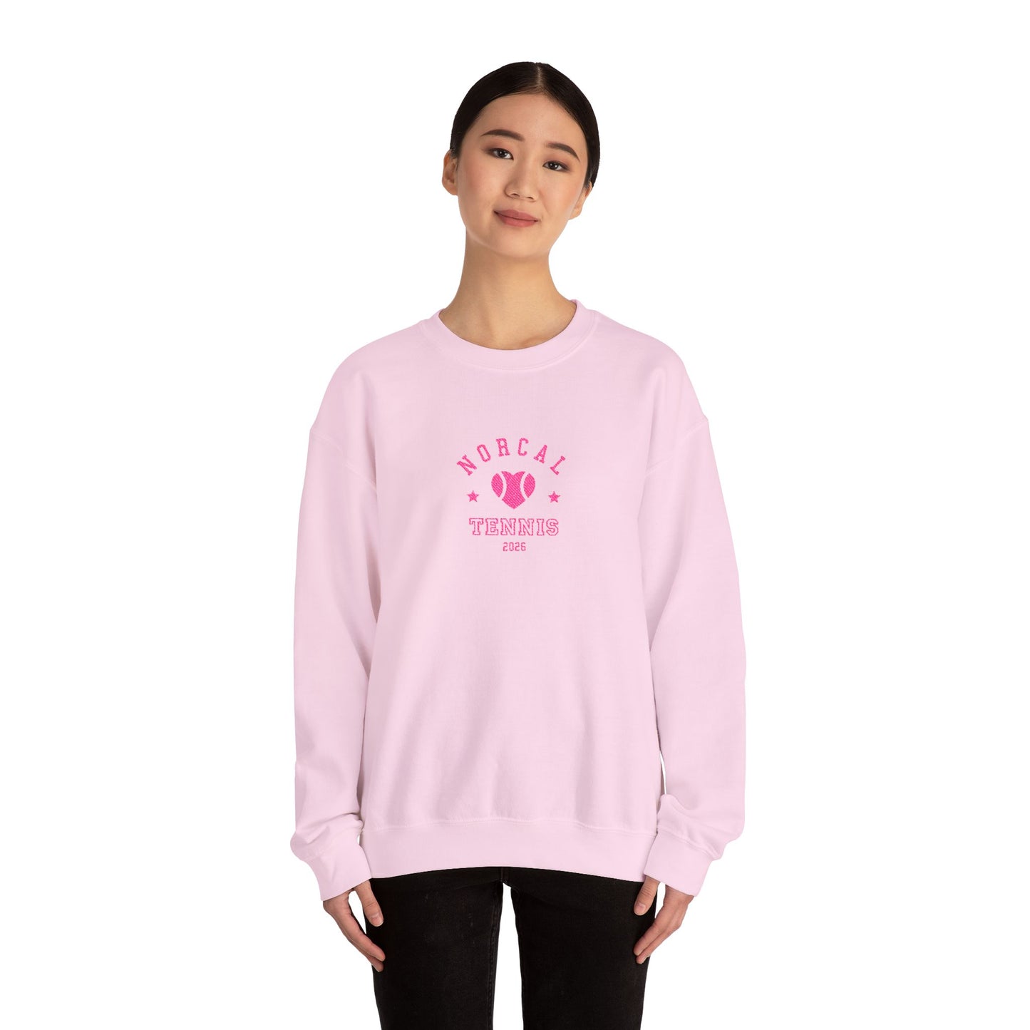 'NorCal Tennis 2026' Embroidered Heart Crewneck Sweatshirt