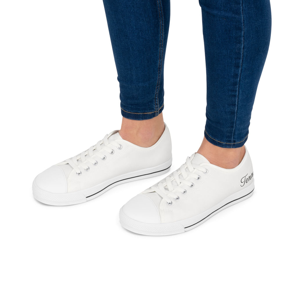 White Women's Low Top Sneakers — Classic Canvas Casual Shoes