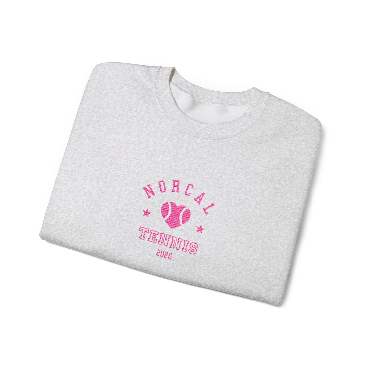 'NorCal Tennis 2026' Embroidered Heart Crewneck Sweatshirt