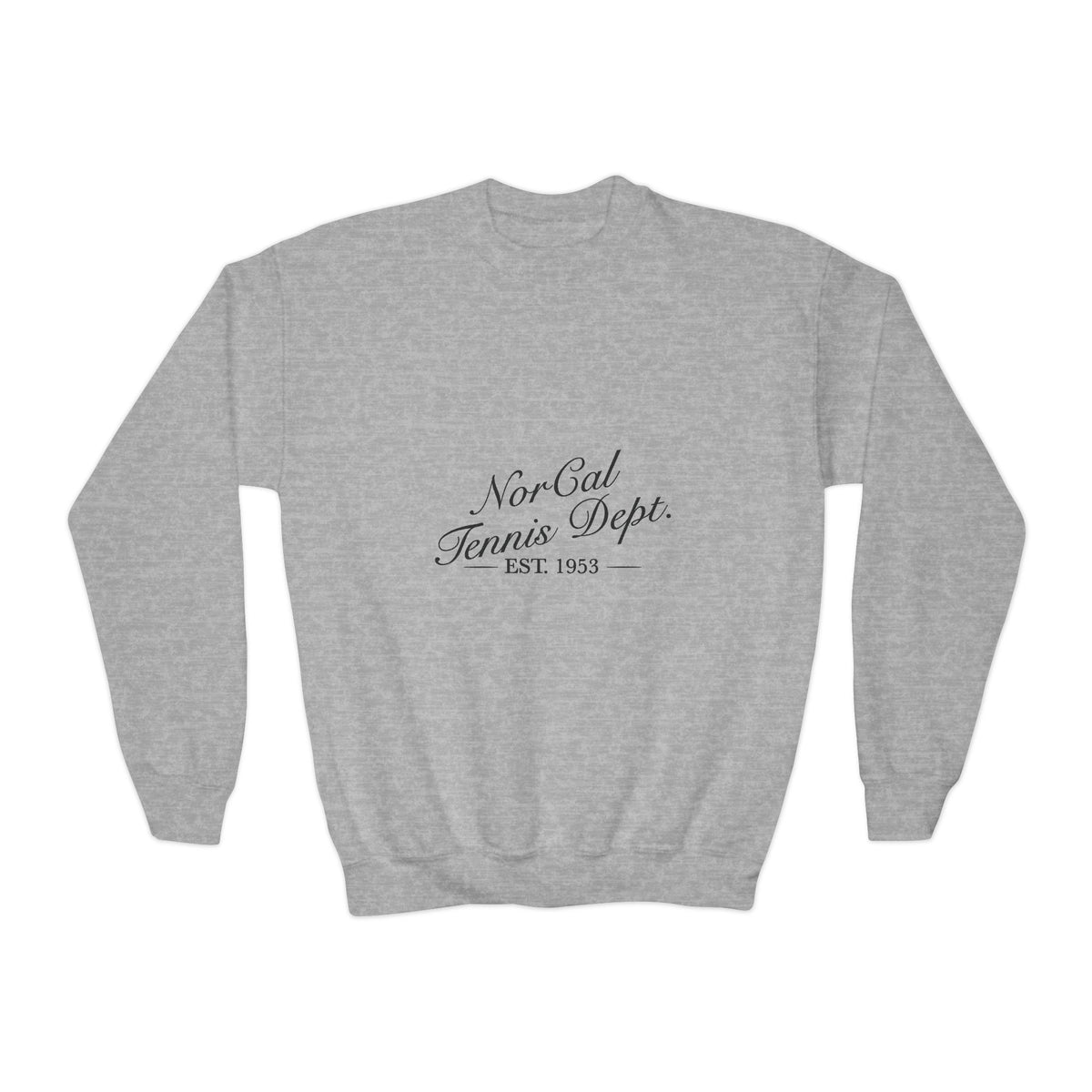 Youth Crewneck Sweatshirt — "NorCal Tennis Dept. Est. 1983" Vintage Athletic Pullover
