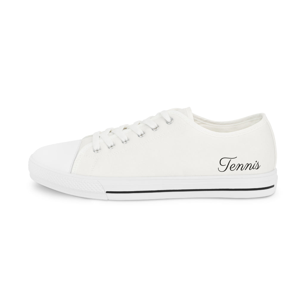 White Men's Low Top Sneakers — Classic Canvas Casual Shoes