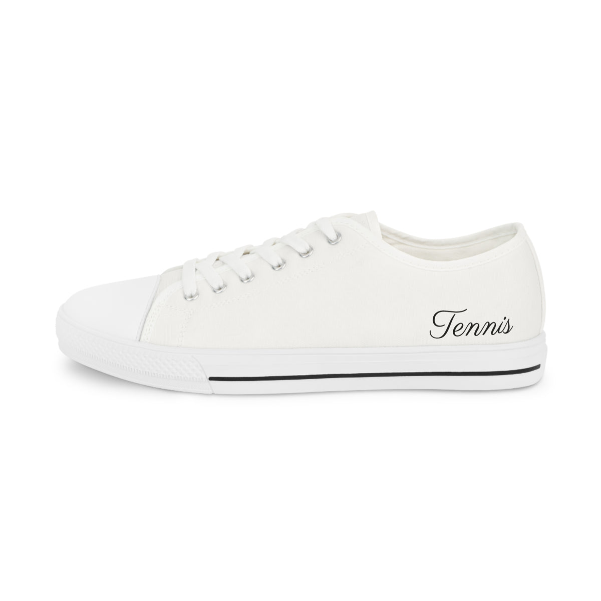 White Men's Low Top Sneakers — Classic Canvas Casual Shoes