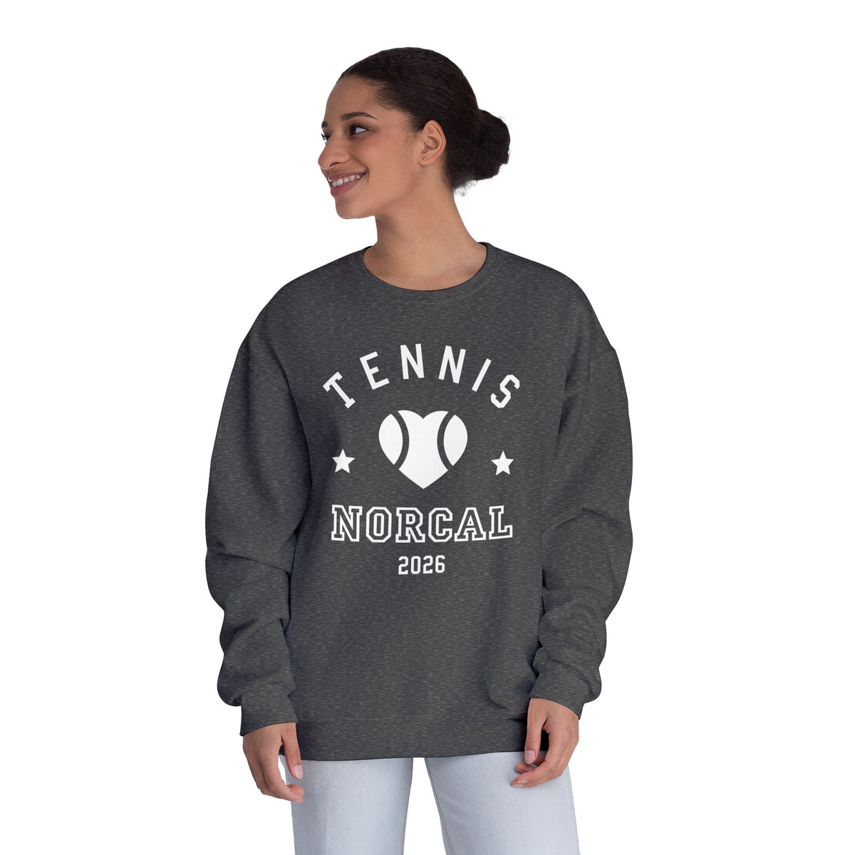 'Tennis NorCal 2026' Heart Crewneck Sweatshirt