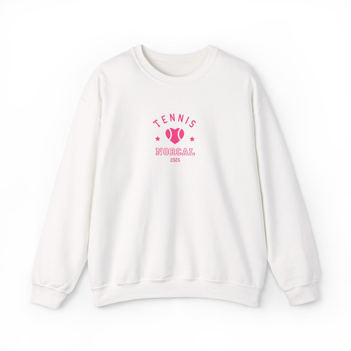 'Tennis NorCal 2026' Embroidered Heart Crewneck Sweatshirt