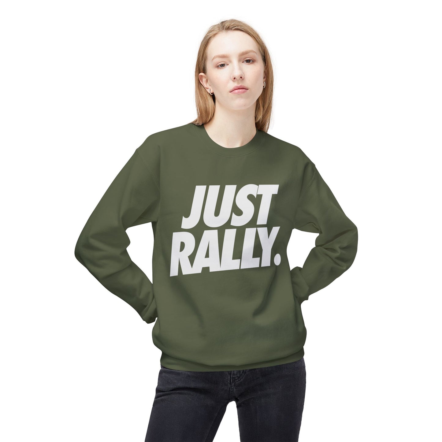 Just Rally Unisex Fleece Crewneck Sweatshirt