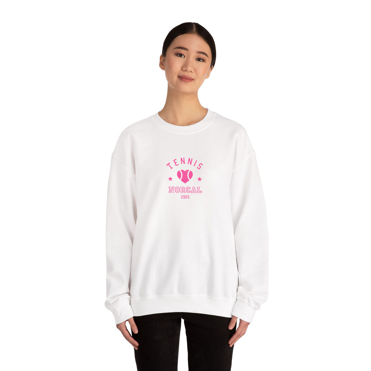 'Tennis NorCal 2026' Embroidered Heart Crewneck Sweatshirt