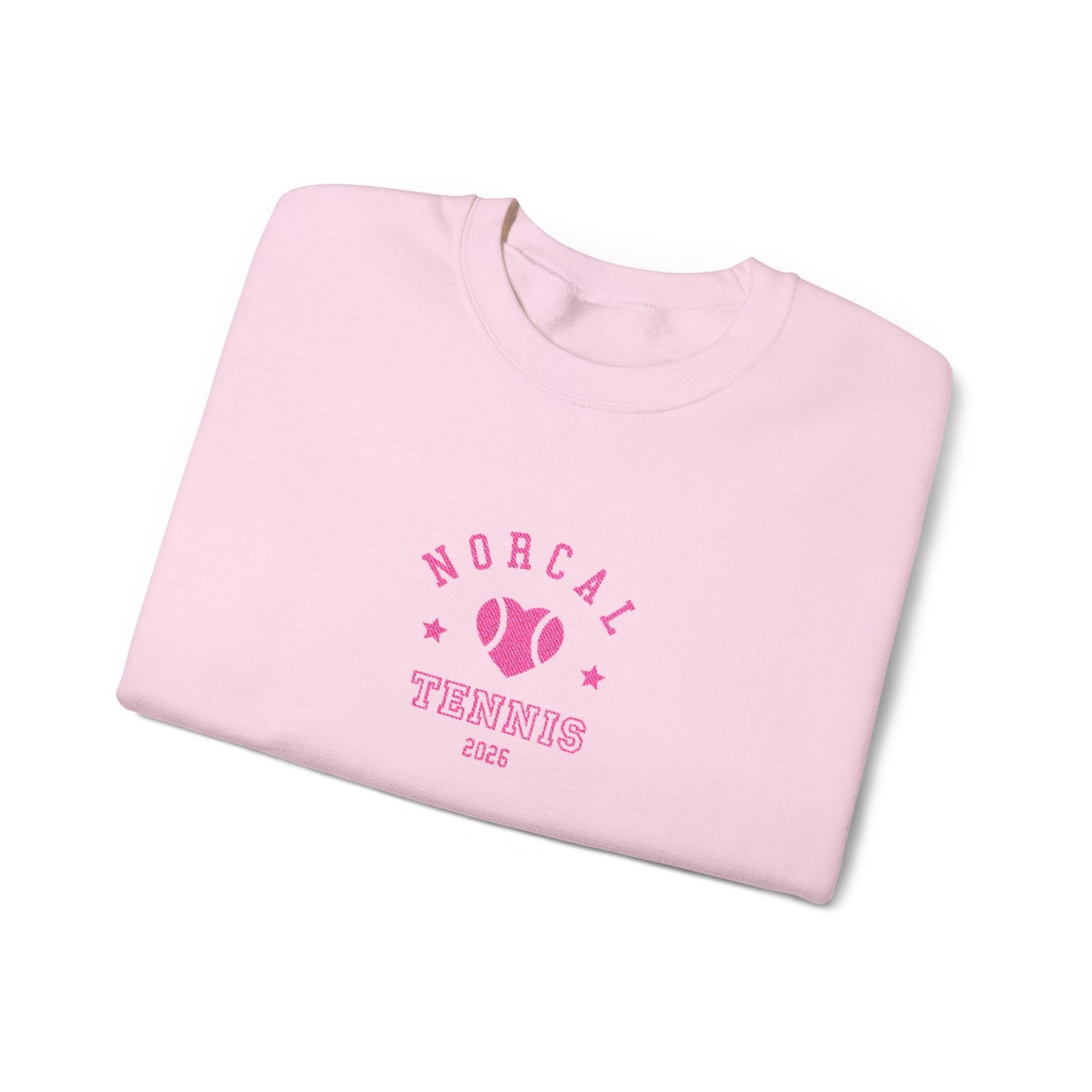 'NorCal Tennis 2026' Embroidered Heart Crewneck Sweatshirt