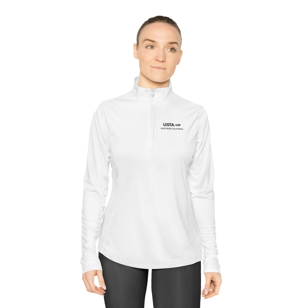 Ladies Quarter-Zip Pullover — Lightweight White Performance Pullover w