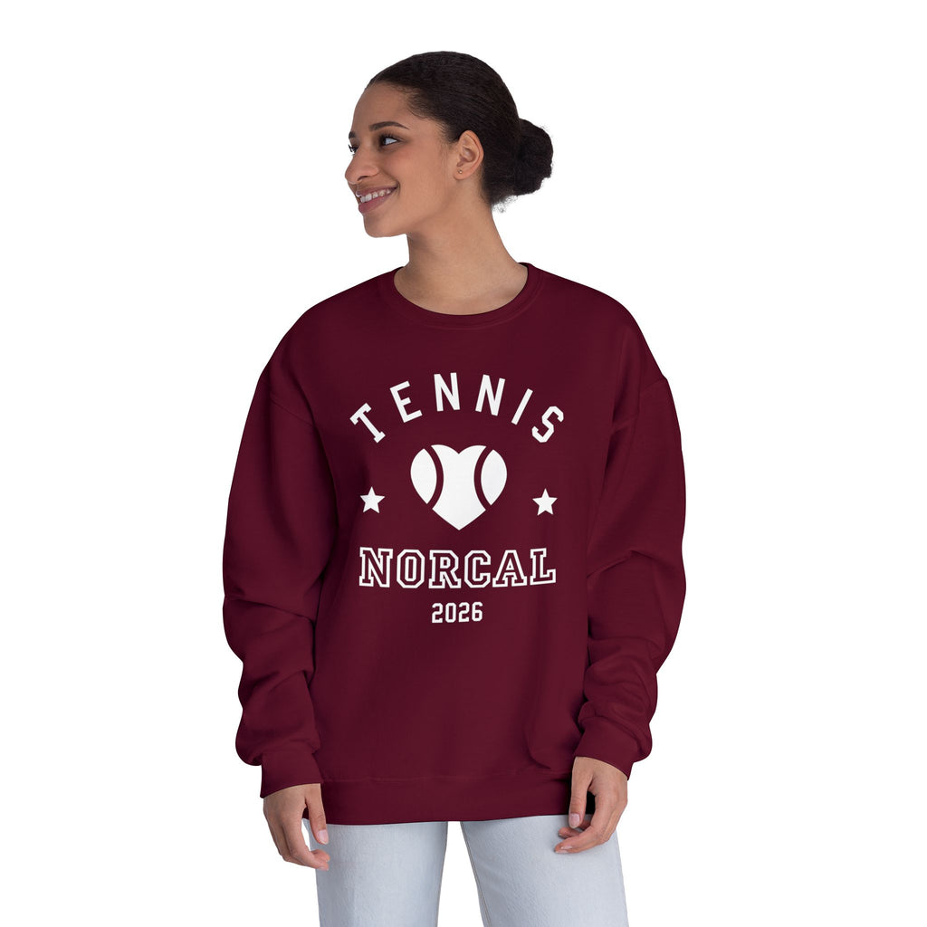 'Tennis NorCal 2026' Heart Crewneck Sweatshirt