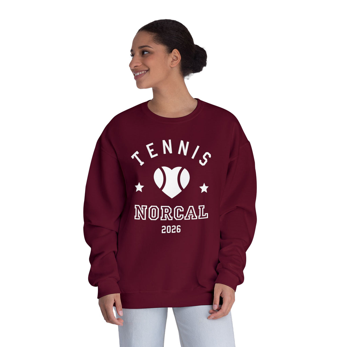 'Tennis NorCal 2026' Heart Crewneck Sweatshirt