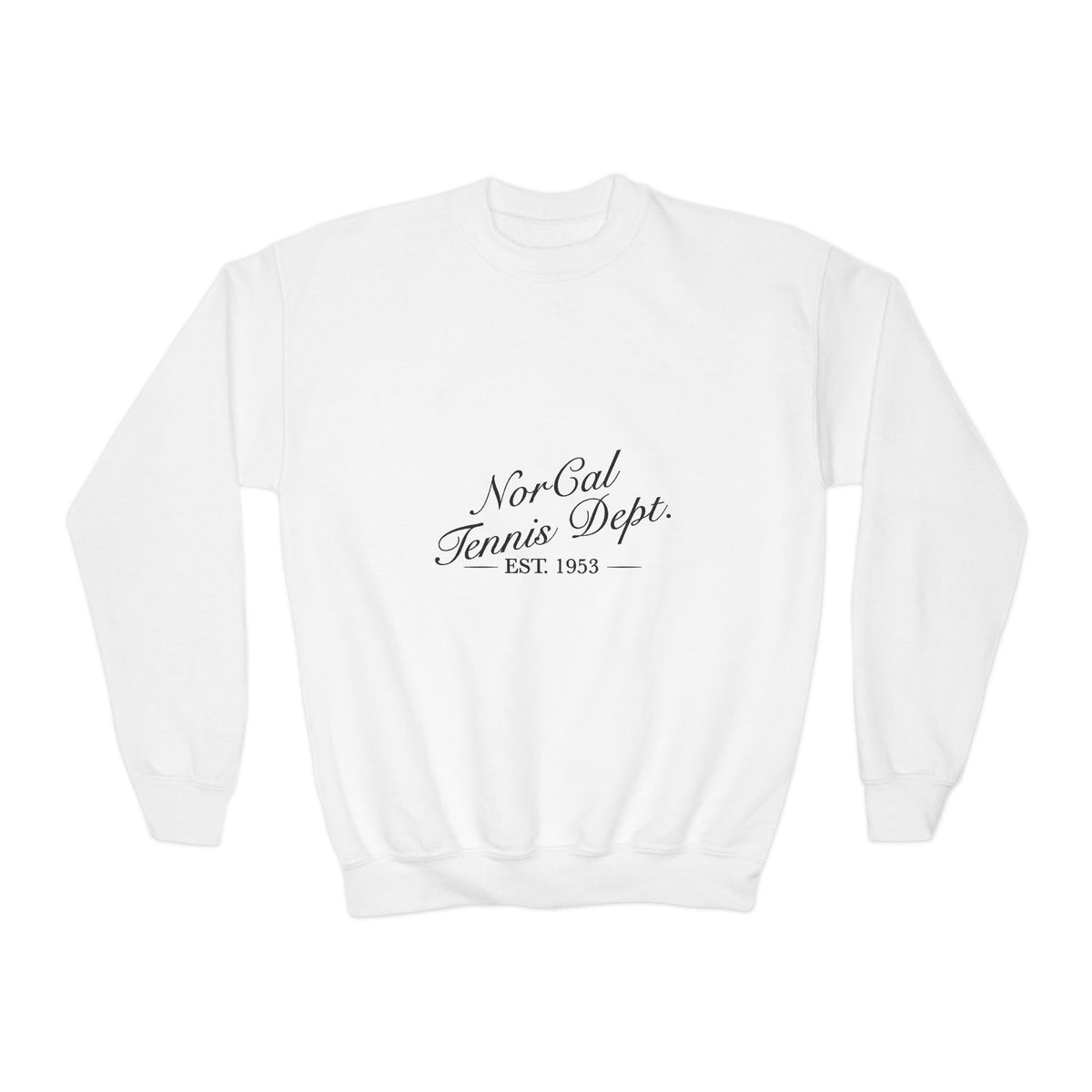 Youth Crewneck Sweatshirt — "NorCal Tennis Dept. Est. 1983" Vintage Athletic Pullover