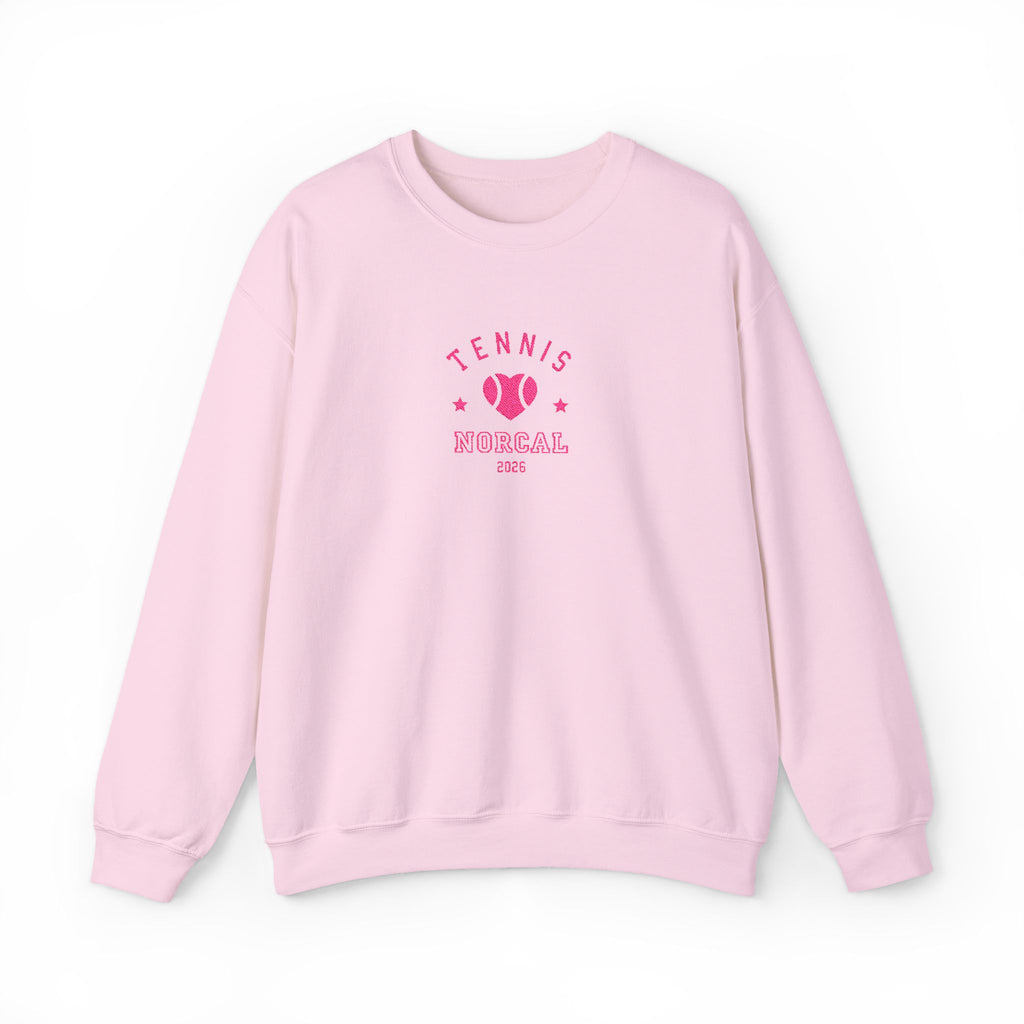 'Tennis NorCal 2026' Embroidered Heart Crewneck Sweatshirt