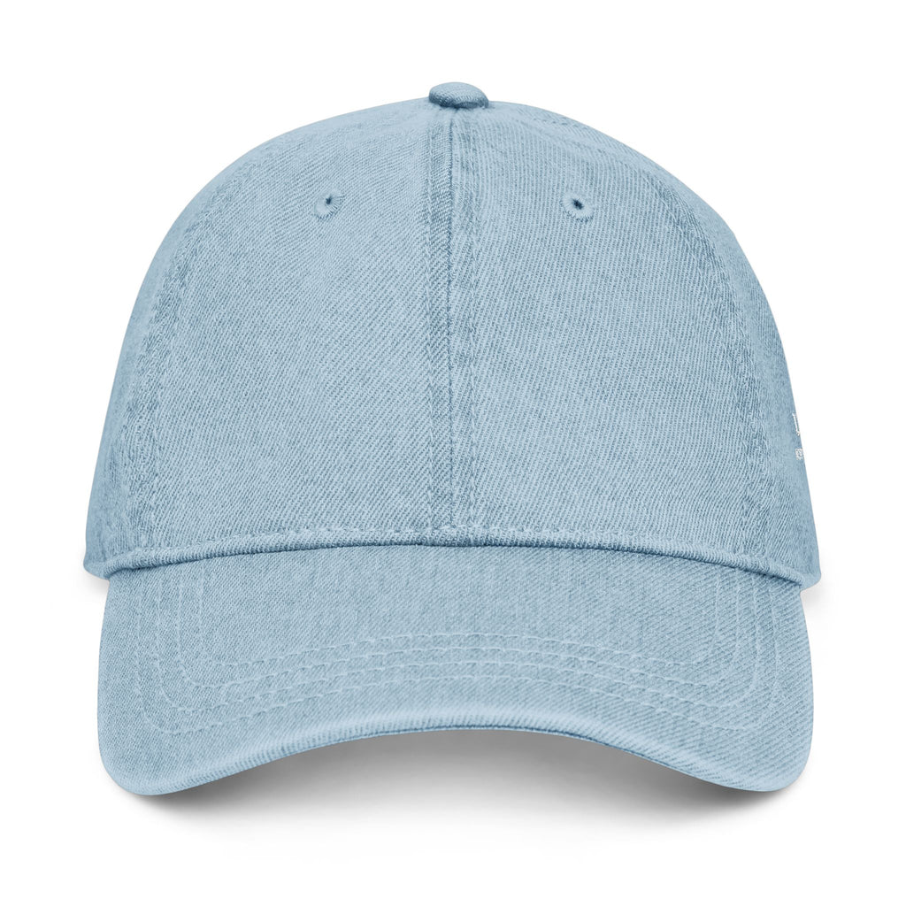 Embroidered Denim Baseball Cap — Minimal Side Logo, Adjustable Cotton Hat