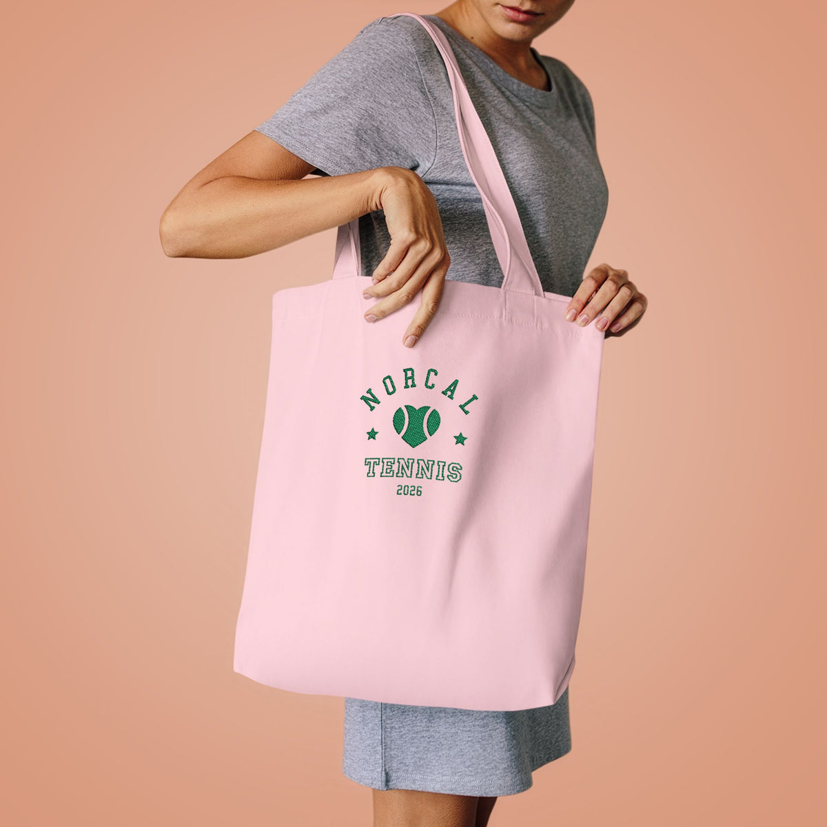 'NorCal Tennis 2026' Embroidered Heart Tote Bag