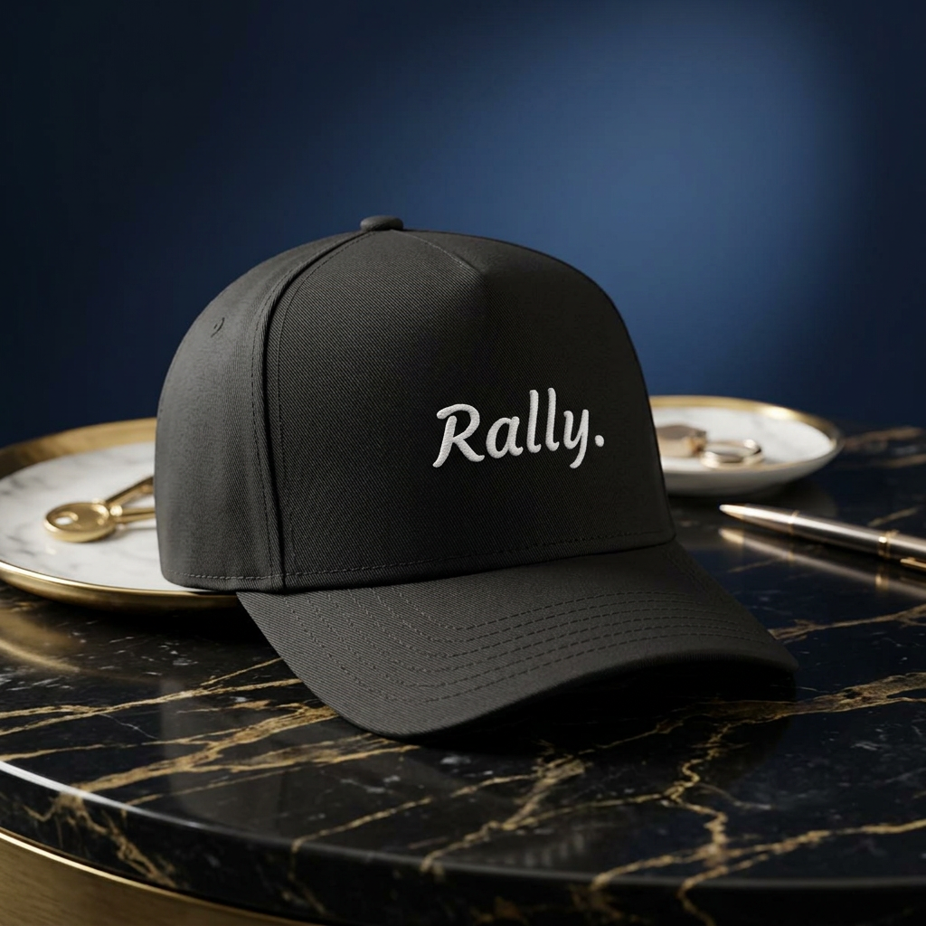 Rally Script Cap — Embroidered Casual Baseball Hat