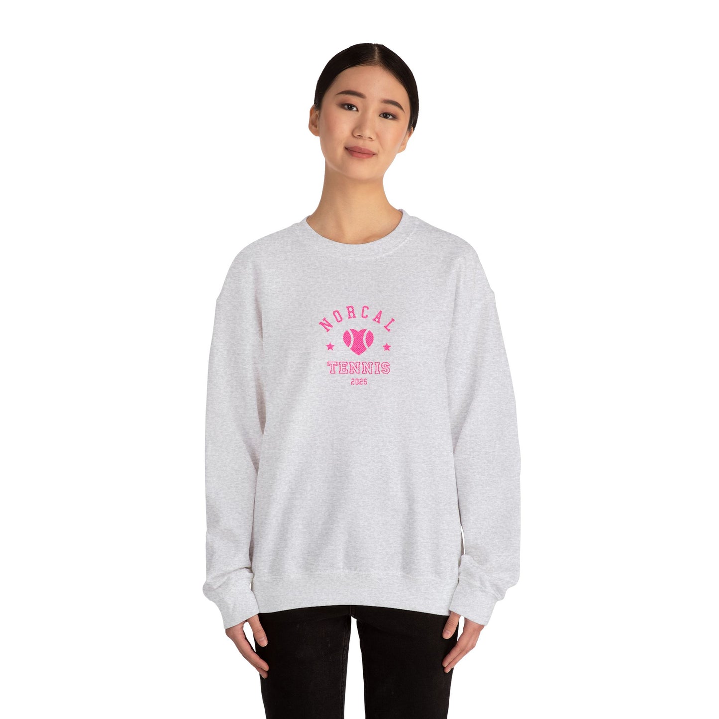 'NorCal Tennis 2026' Embroidered Heart Crewneck Sweatshirt