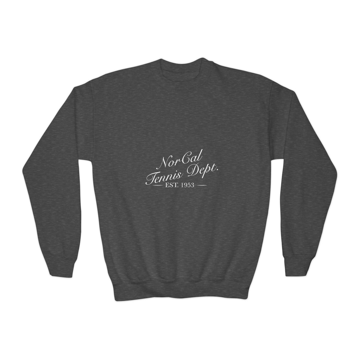 Youth Crewneck Sweatshirt — "NorCal Tennis Dept. Est. 1983" Vintage Athletic Pullover