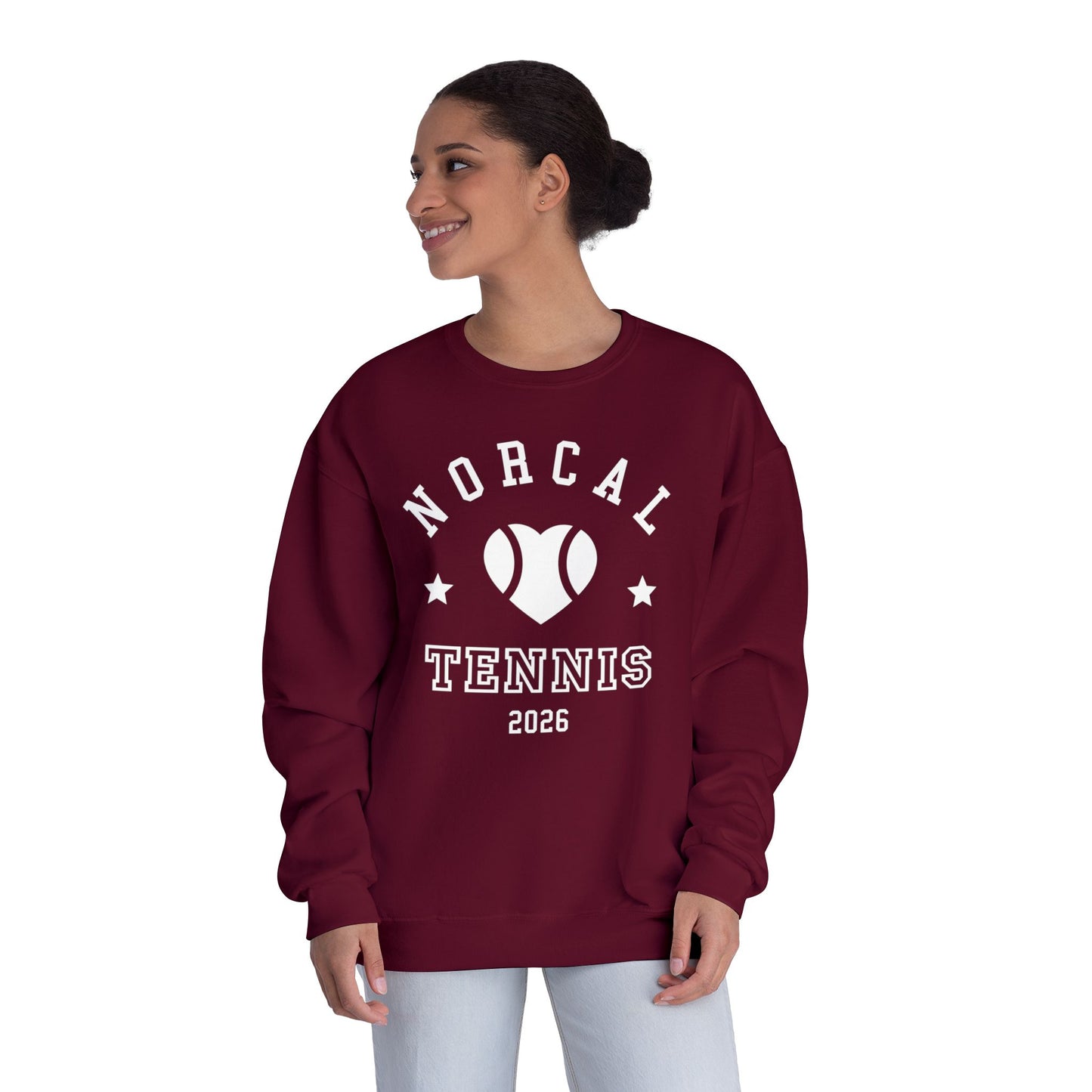 'NorCal Tennis 2026' Heart Crewneck Sweatshirt
