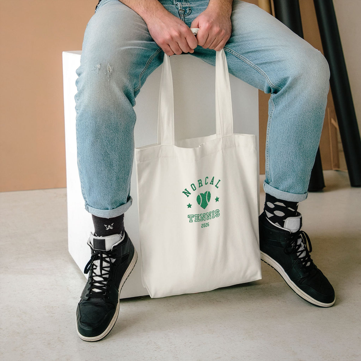 'NorCal Tennis 2026' Embroidered Heart Tote Bag