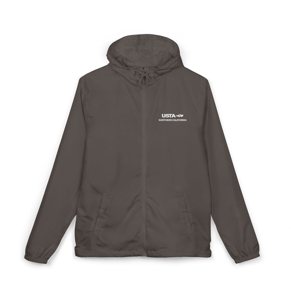 White Camo Windbreaker Jacket — Minimal 'Listen' Chest Logo Lightweight Hooded Shell
