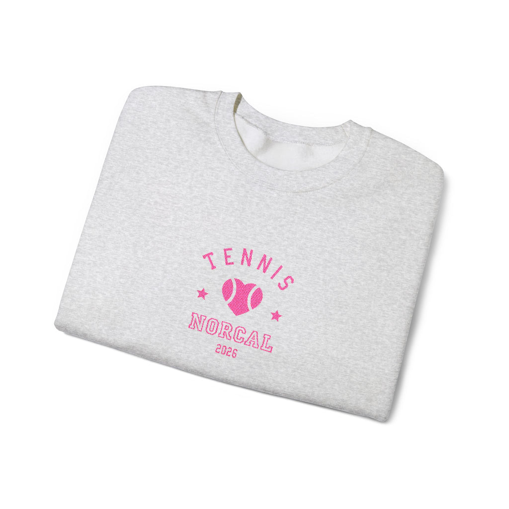 'Tennis NorCal 2026' Embroidered Heart Crewneck Sweatshirt