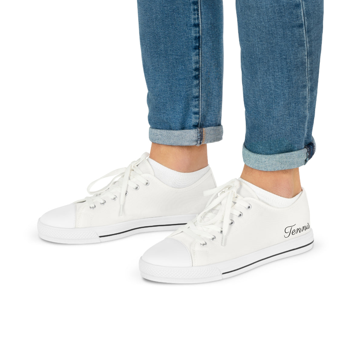 White Men's Low Top Sneakers — Classic Canvas Casual Shoes