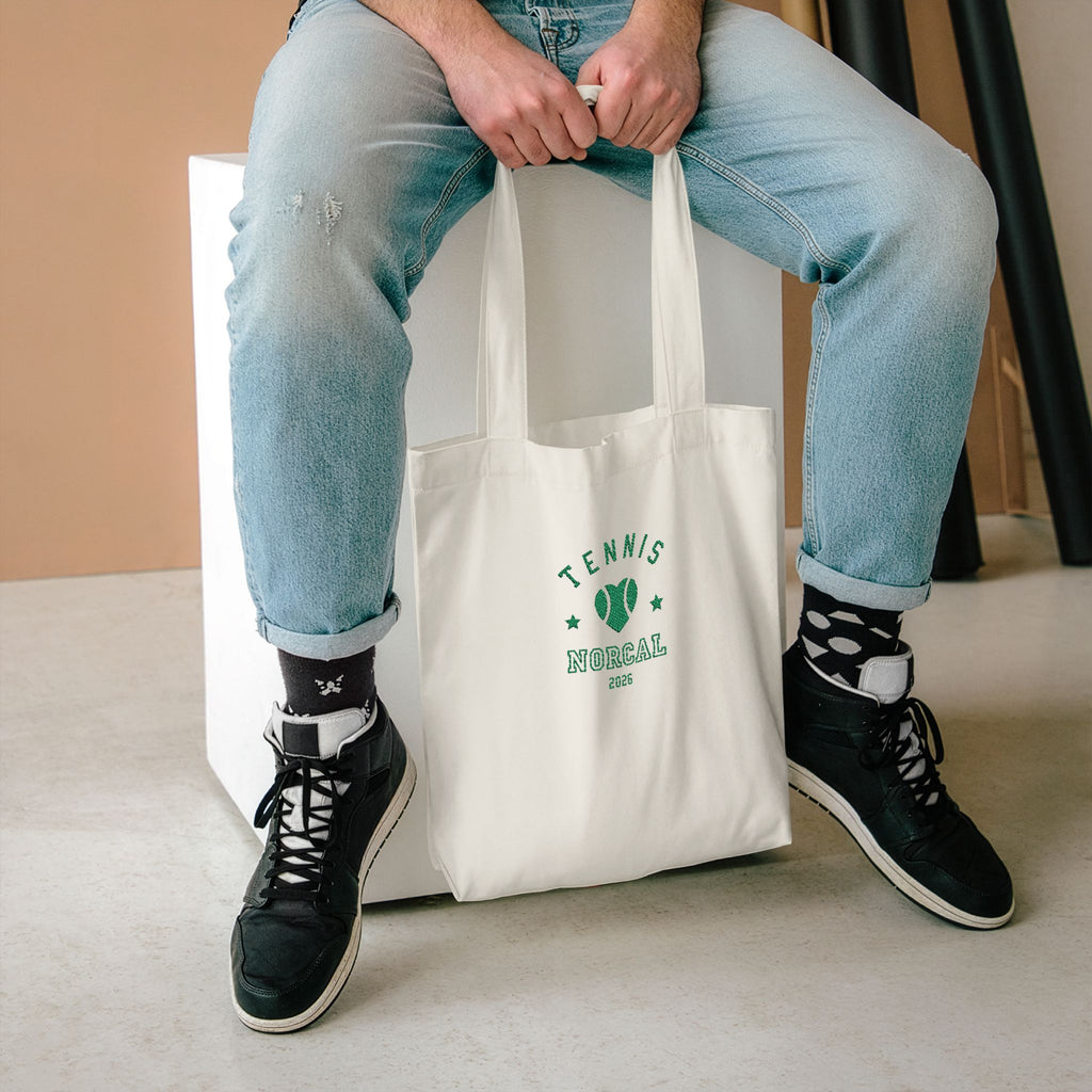 'Tennis NorCal 2026' Embroidered Heart Tote Bag