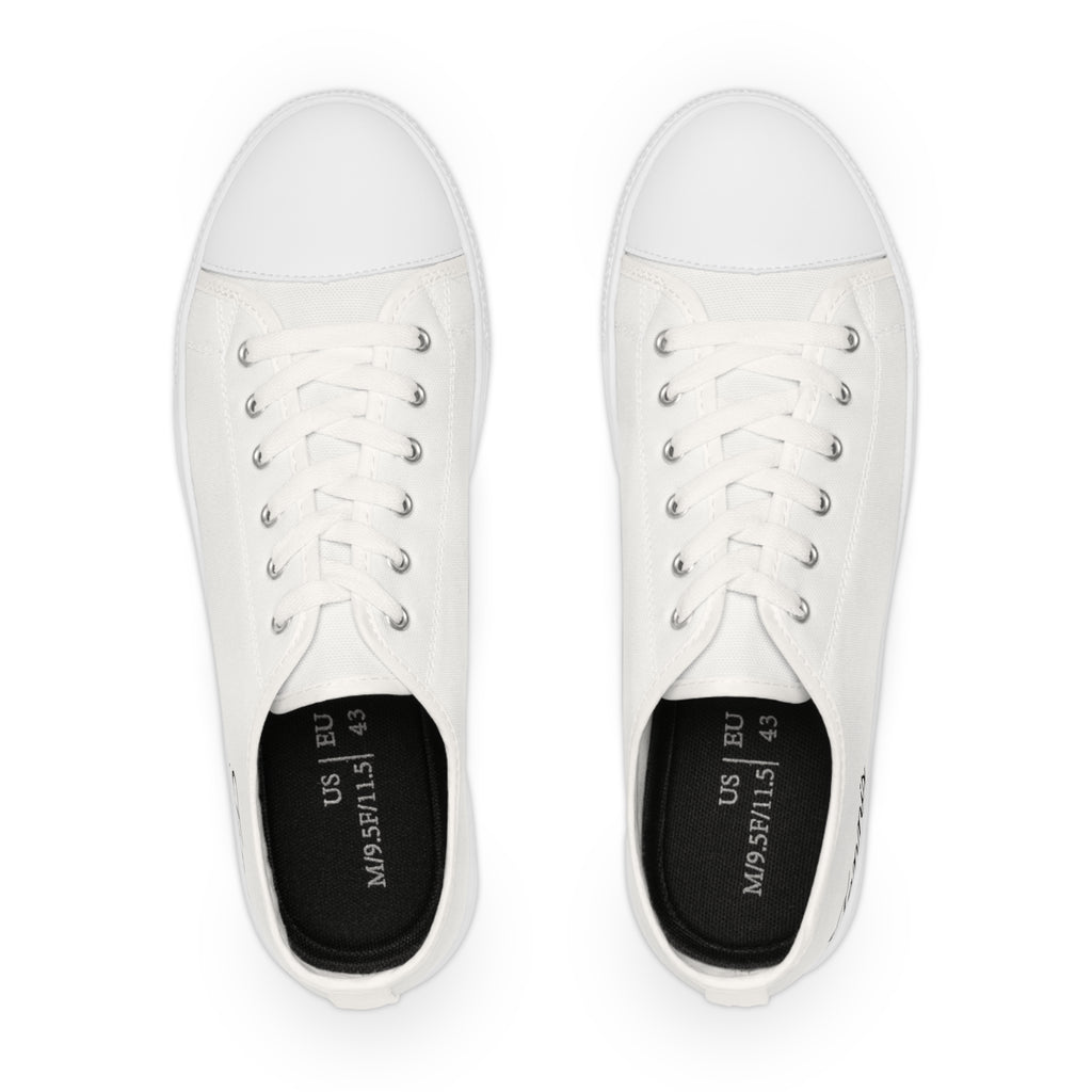 White Men's Low Top Sneakers — Classic Canvas Casual Shoes