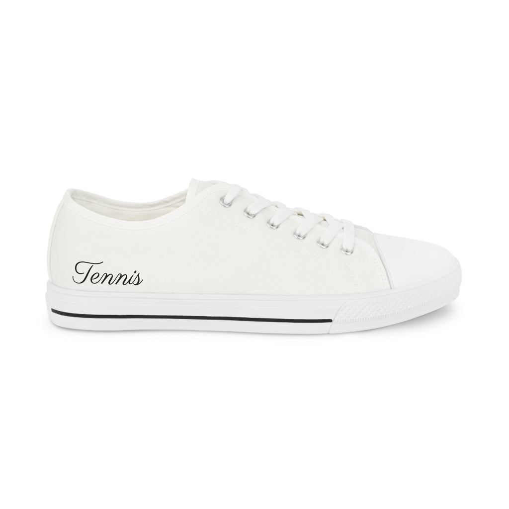 White Men's Low Top Sneakers — Classic Canvas Casual Shoes