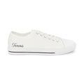 White Men's Low Top Sneakers — Classic Canvas Casual Shoes