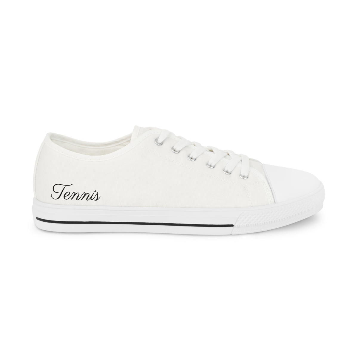 White Men's Low Top Sneakers — Classic Canvas Casual Shoes