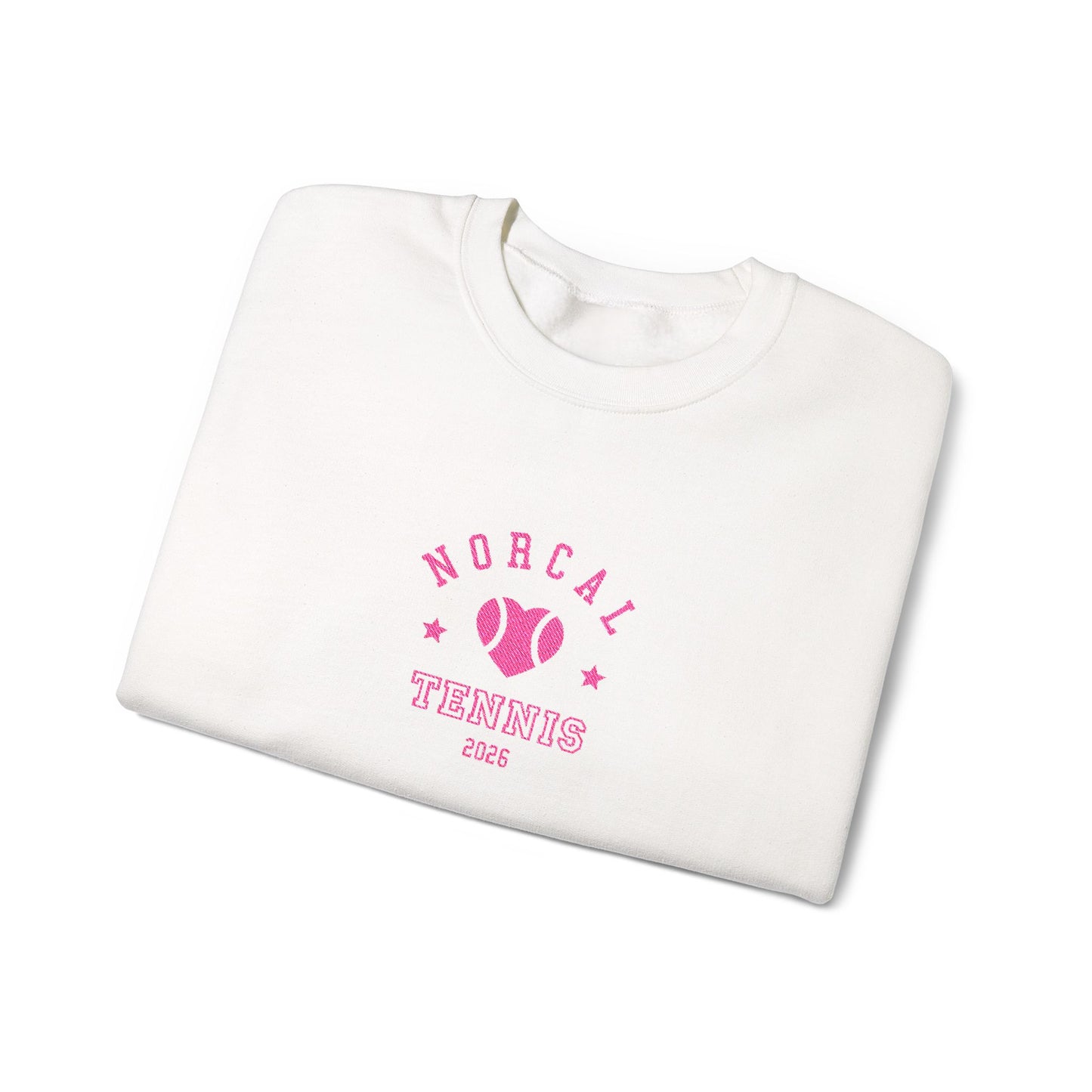 'NorCal Tennis 2026' Embroidered Heart Crewneck Sweatshirt