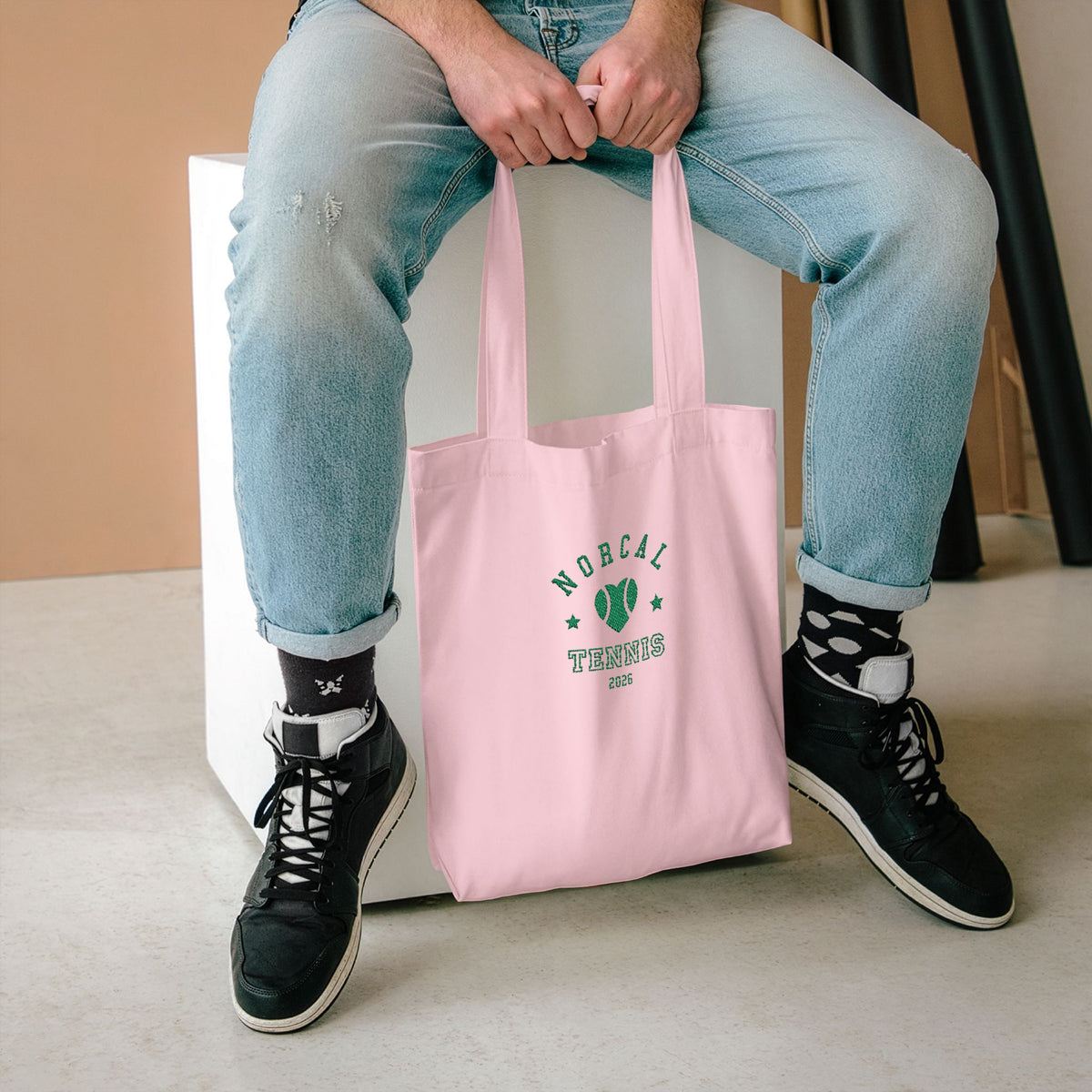 'NorCal Tennis 2026' Embroidered Heart Tote Bag