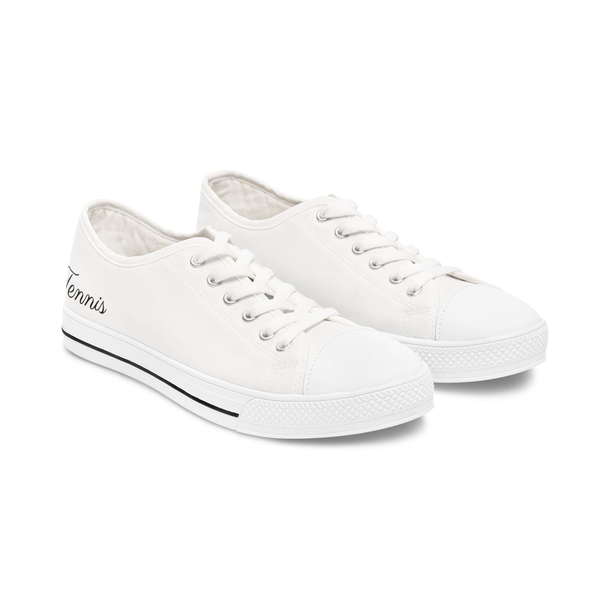 White Women's Low Top Sneakers — Classic Canvas Casual Shoes