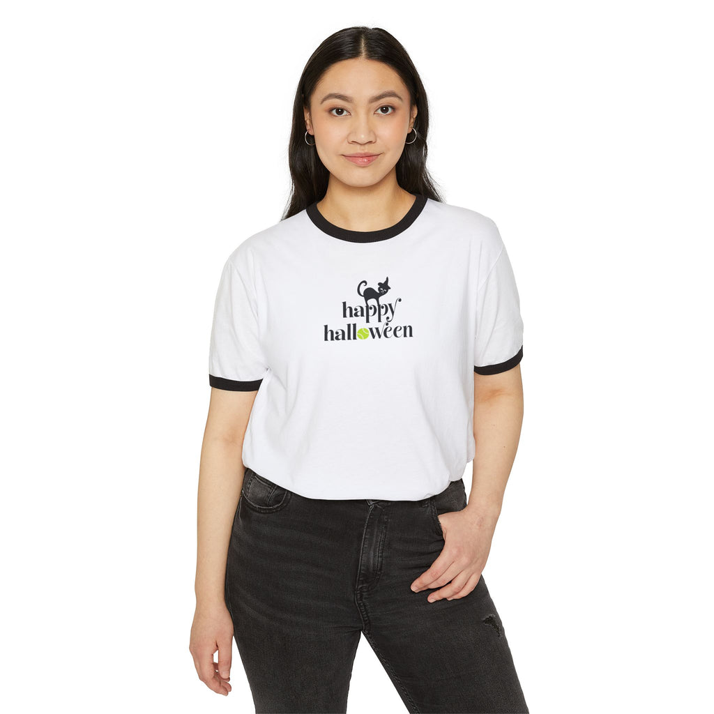 Happy Halloween Cat Ringer T-Shirt