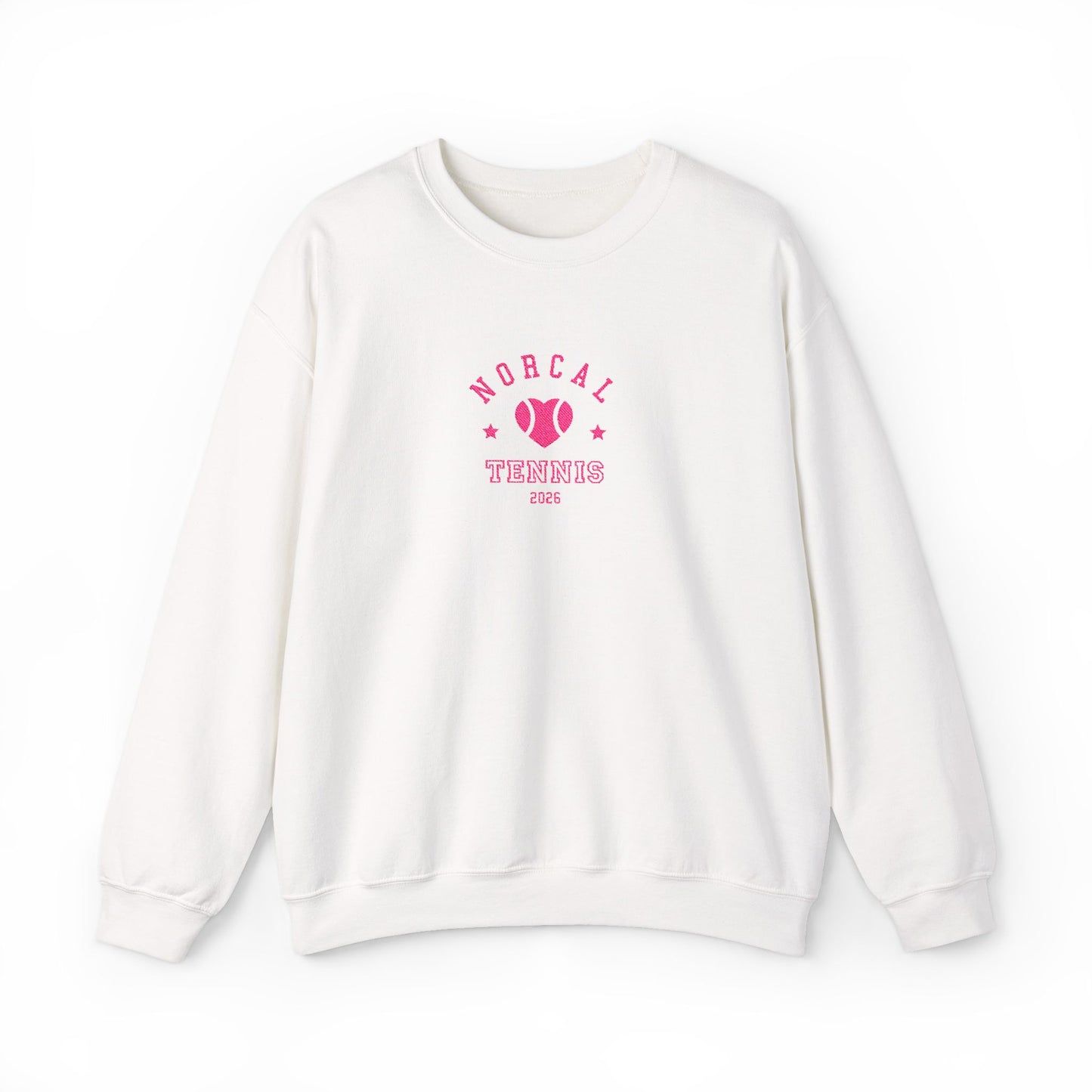'NorCal Tennis 2026' Embroidered Heart Crewneck Sweatshirt